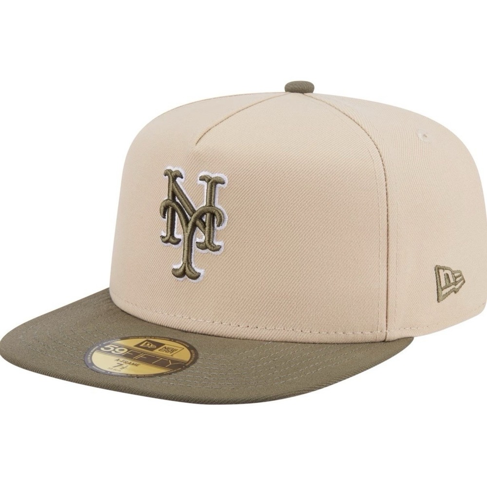 New Era Light Beige/Olive New York Mets Two-Tone Pack A-Frame 59FIFTY 7 5/8 Hat